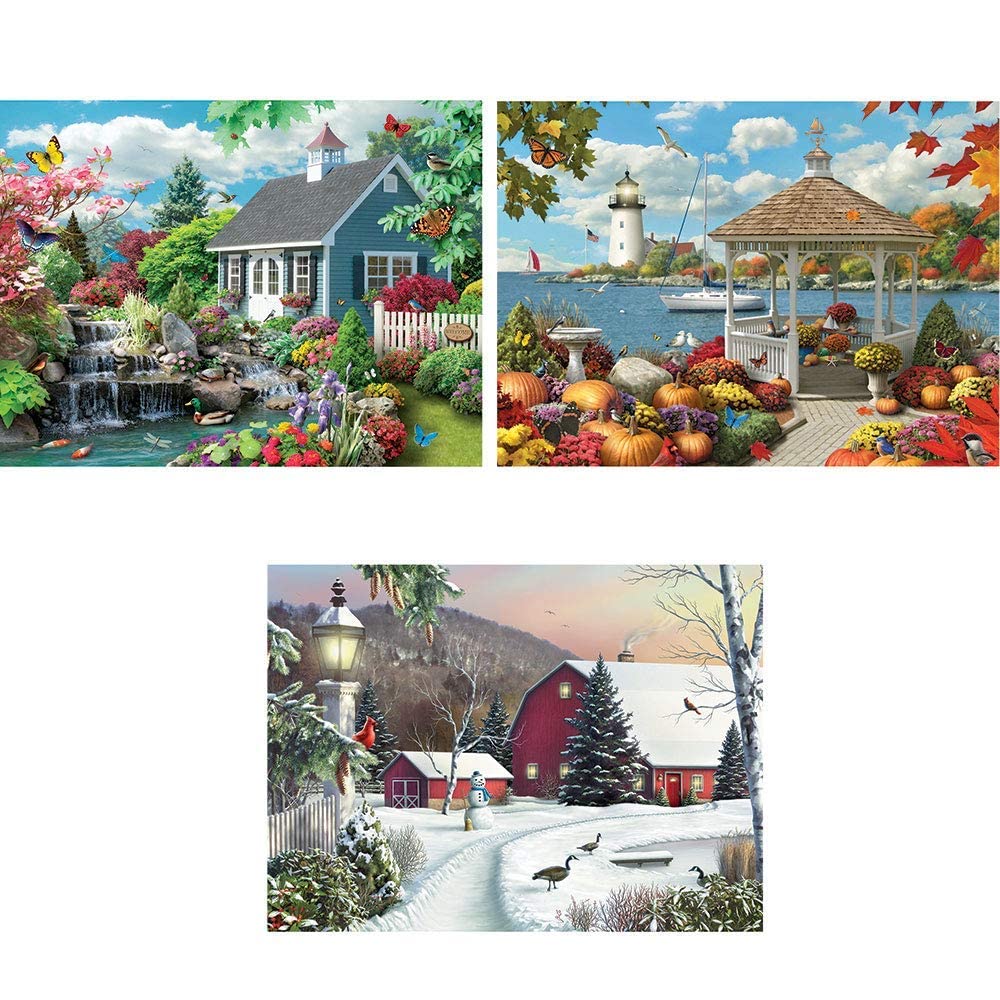 Bits and Pieces - Value Set of Three Large 500 Piece Jigsaw Puzzles for Adults - Nature Jigsaw Puzzles by Artist Alan Giana, Completed Puzzle Size
