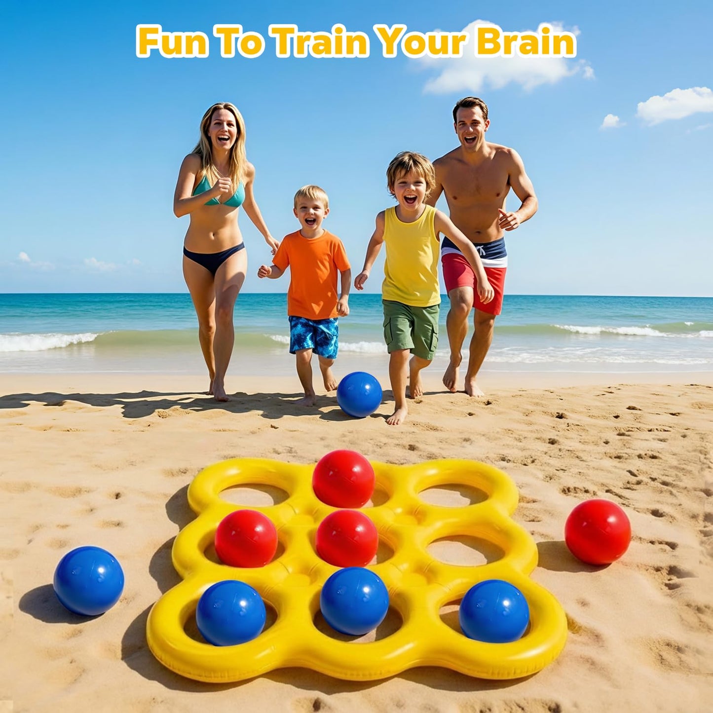MoKo Tic-Tac-Toe Pool Game Set, Inflatable Water Toys with 10 Balls
