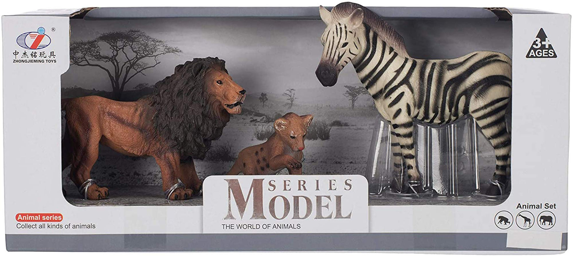 Class Collections Father Lion Baby Lion and Zebra Animal Figure 5 inch Children's Toy 3 Piece Playset