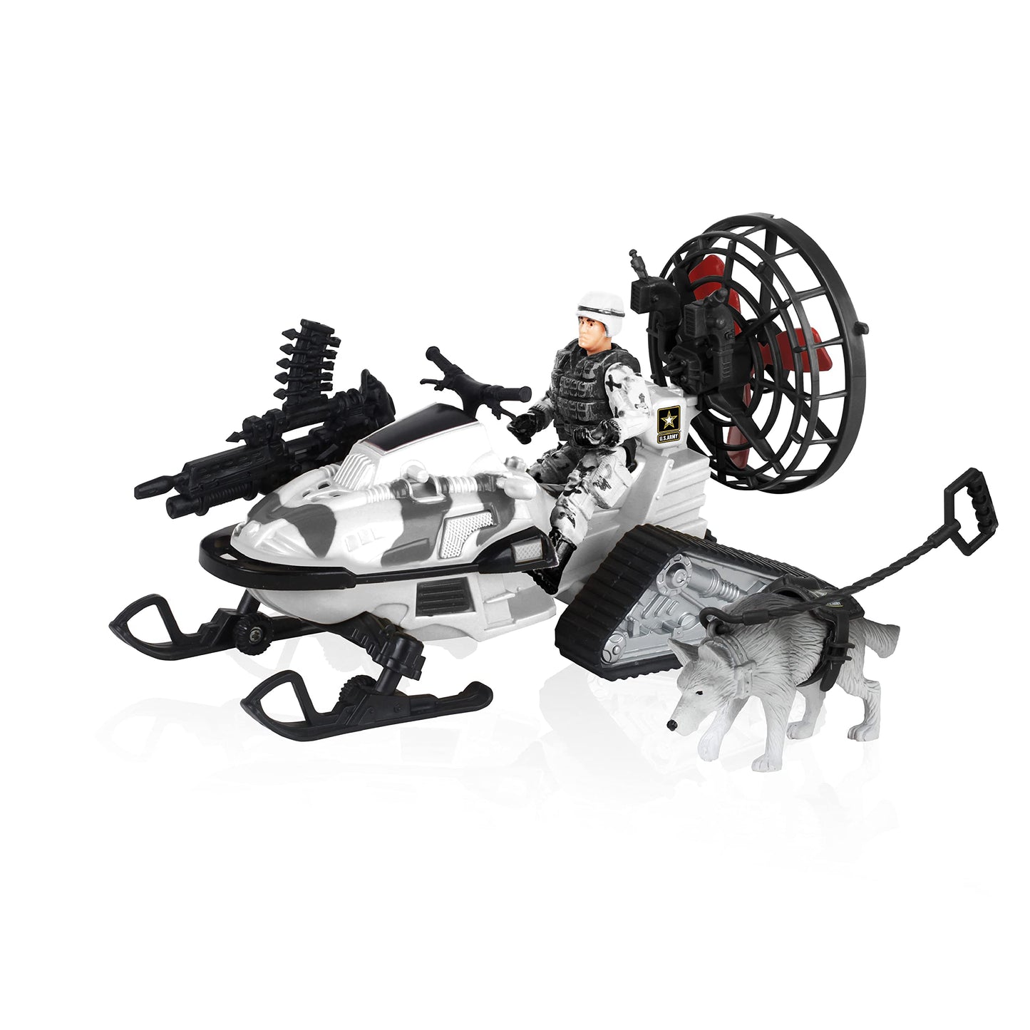 Lollipop United States Army Action Figures & Kids Snowmobile Military Toys Set w/ Snow Mobile, Soldier, Weaponry & Play Vehicle Accessories, 3+