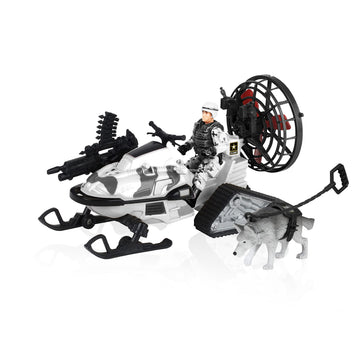 Lollipop United States Army Action Figures & Kids Snowmobile Military Toys Set w/ Snow Mobile, Soldier, Weaponry & Play Vehicle Accessories, 3+