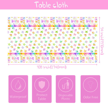 2pcs Slime Time Birthday Party Tablecloths 108 x 54 inches Colorful Splatter Painting Table Cover Splash Graffiti Table Cloths for Slime Theme Kids