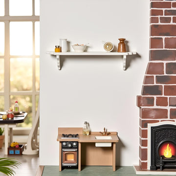 2 Pcs White Dollhouse Wall Shelf,1:12 Scale Miniature Dollhouse Accessories,Doll House Storage Wall Shelf for Kitchen Scene Décor Accessories,DIY