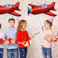 4 Pcs Large Red Airplane Helicopter Plane Foil Balloon Aviator Adventure Themed Birthday Party Decorations(37x31inch)
