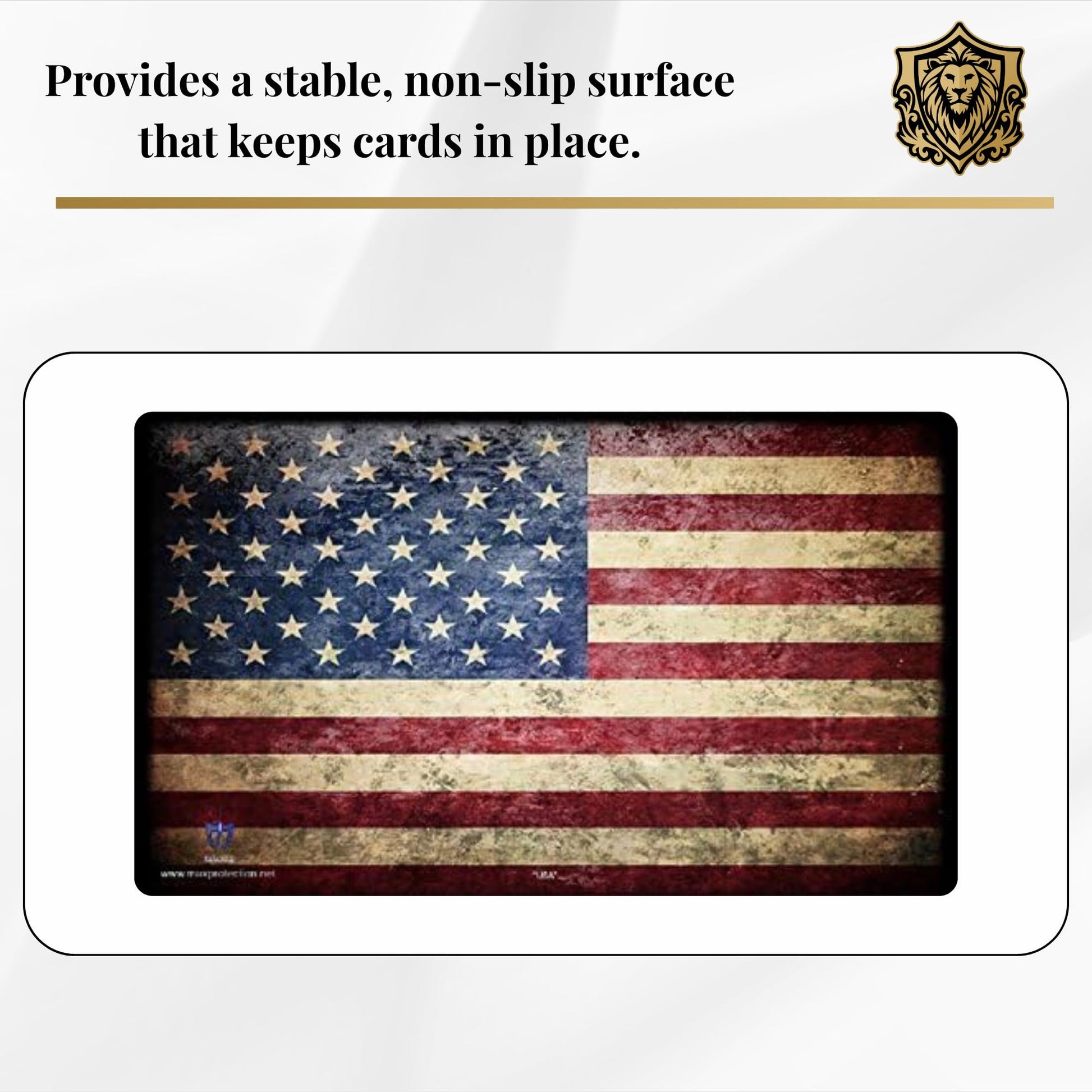 Max Protection Trading Card Playmat for TCG Card Games, 24x14 Inch, Design Mat for Dice Rolling (American Flag)