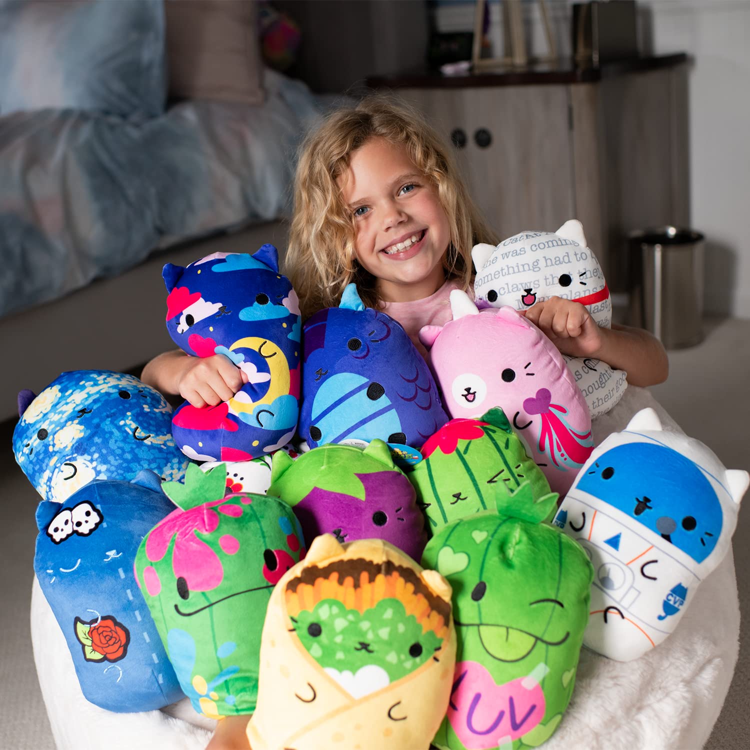 Cats vs Pickles - Jumbo - Twinkle Kitty - Super Soft and Squishy Stuffed Bean-Filled Plushies - Great for Kids, Boys, & Girls - Collect as Desk Pets