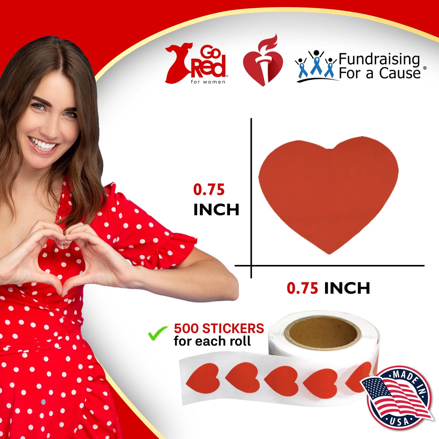 250 Small Red Heart Shaped Stickers - Valentine's Day - Stickers & Decorations, Heart Disease Awareness