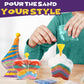 Create Your Own Magic Sand Art Glitter Activity | Glow in the Dark Colored Custom Sand Kits for Kids - Includes 12 Bottles, Funnels, Sticks, 60 Bags