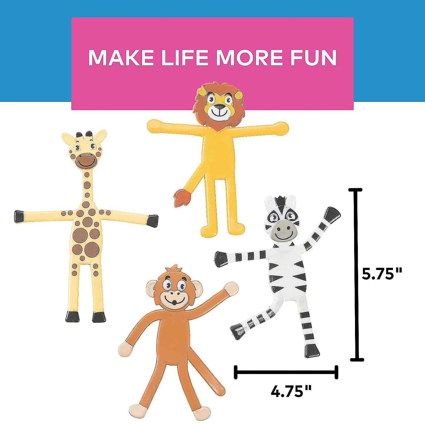 Fun Express - Zoo Animal Bendable - Toys - Character Toys - Bendables - 24 Pieces