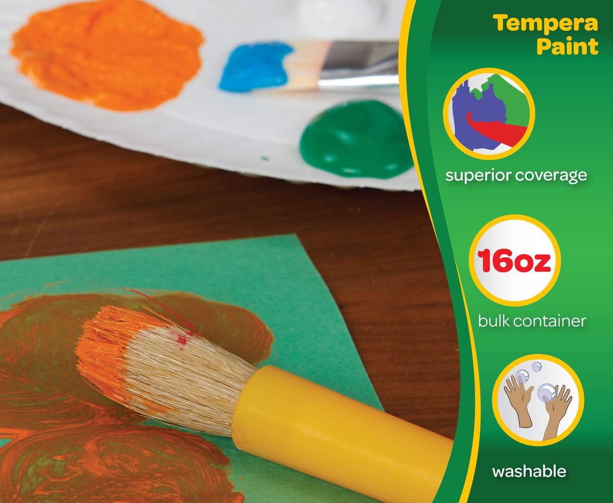 Crayola Premier Tempera Paint For Kids - Brown (16oz), Kids Classroom Supplies, Great For Arts and Crafts, Non Toxic, Easy Squeeze Bottle