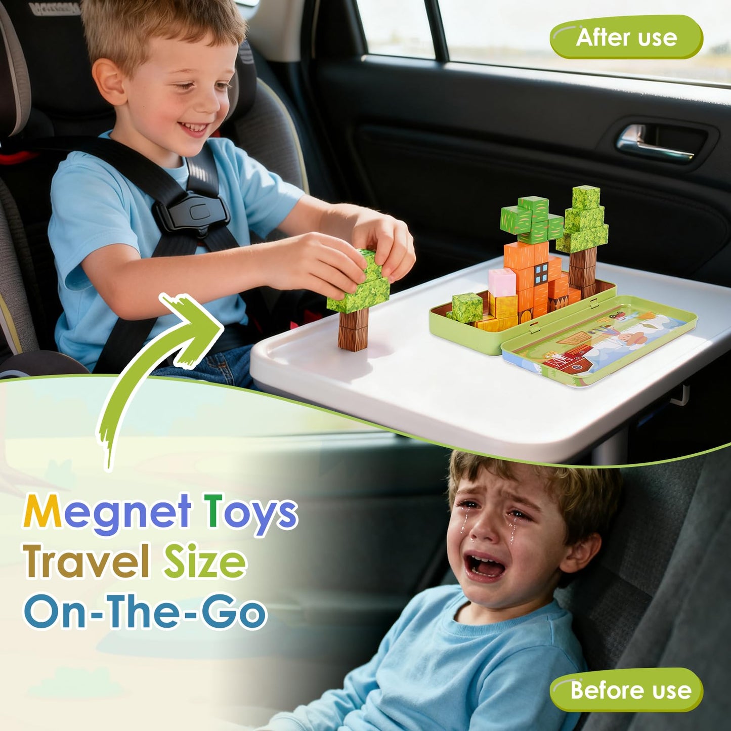 Magnetic Building Blocks Sensory Toys, Toddler Montessori Construction Stacking Toys, 35PCS Magnet Cubes for Kids, Gifts for Boys Girls, Portable