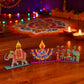 KYMY Diwali Wooden Table Decorations, 3 Pcs Deepavali Rangoli Wood Centerpieces, Festival of Lights Diyas Desktop Signs & Ornaments for Indian Hindu