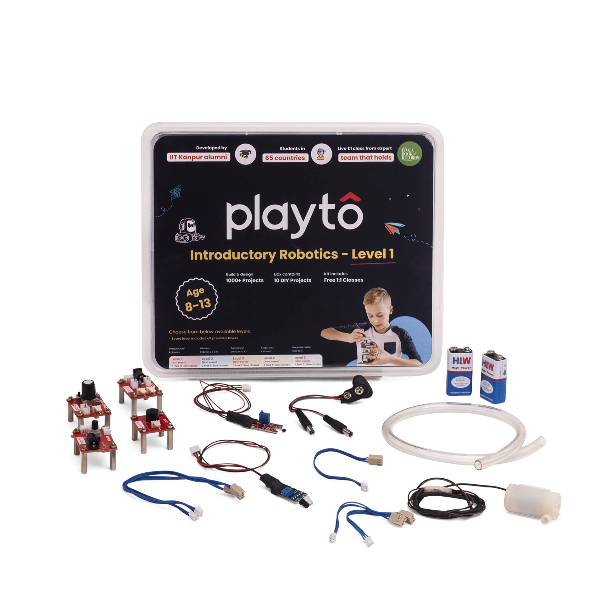 PLAYTO LABS Robotics Kit Level 1 2 Free Live 1-1 Classes 1000+ Projects DIY Robotics Starter Kit Best Educational Birthday Gift for Kids, Boys, Girls