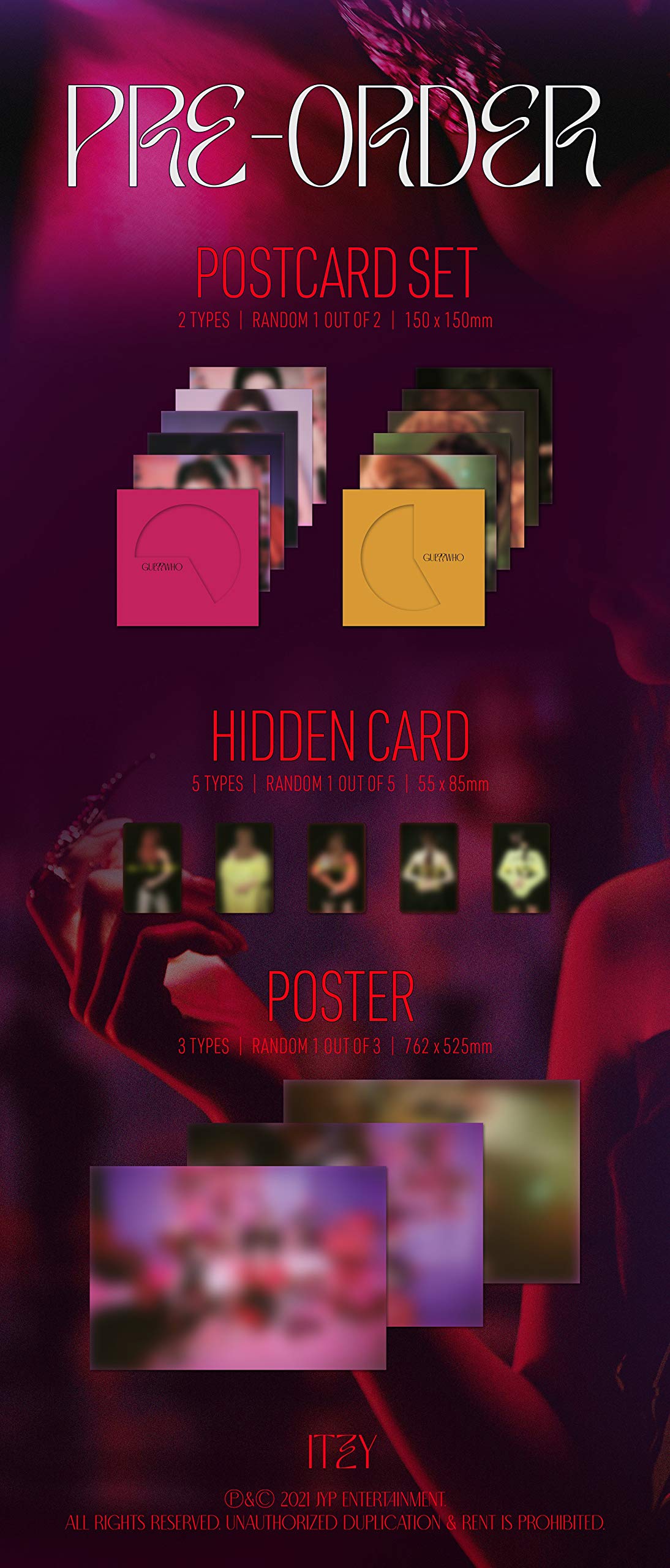 Itzy - Guess Who [Night ver.][Pre Order] CD+Photobook+Folded Poster+Others with Tracking, Extra Decorative Stickers, Photocards