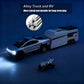 RCOOS Toy Car Alloy Truck Set with Trailer and Motorcycle Cyberpickup Toy with Sound and Light Effect Pull Back Vehicle RV Toy EV Model Ideal Gift