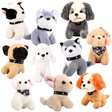 Niceup 10Pcs 4.5in Small Stuffed Animals Plush Puppies Bulk Adopt Dog Party Favors Cute Little Paw Pup Soft Plush Toys Doll for Pawty Birthday Goodie