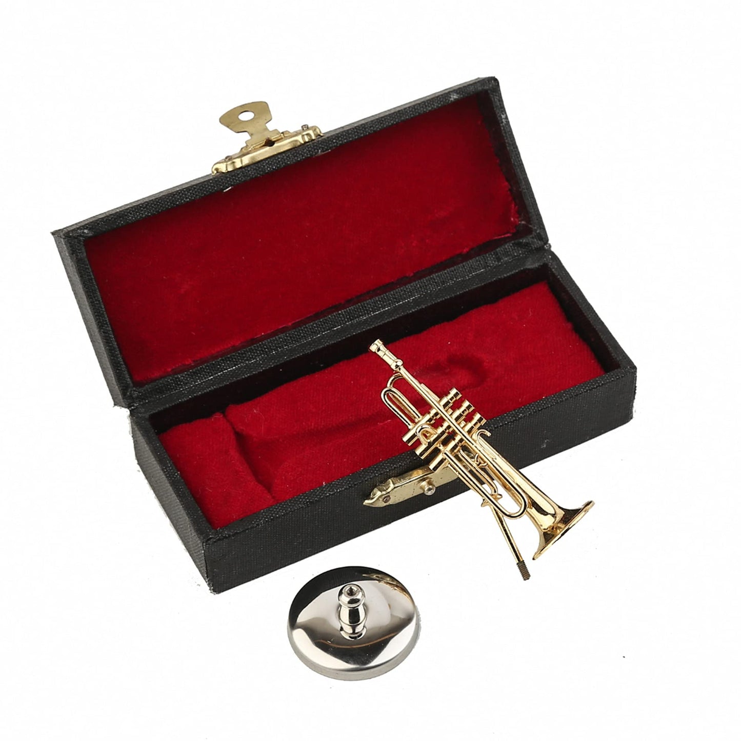 Dselvgvu Miniature Trumpet with Stand and Case Brass Mini Musical Instrument Trumpet Replica Collectible Figurines Dollhouse Accessories Model Home