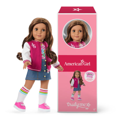 American Girl, Truly Me 18-inch Doll #117 with Brown Eyes, Wavy Dark-Brown Hair with Highlights, Tan Skin, for Ages 6+