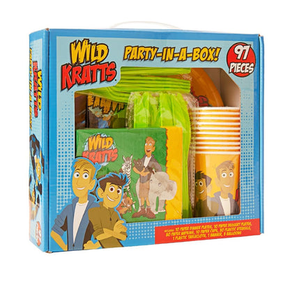 Wild Kratts Birthday Party Kit - All-in-One Celebration Pack for 10 Kids with Licensed Decorations, Environmentally Friendly Tableware, 5-Foot Banner