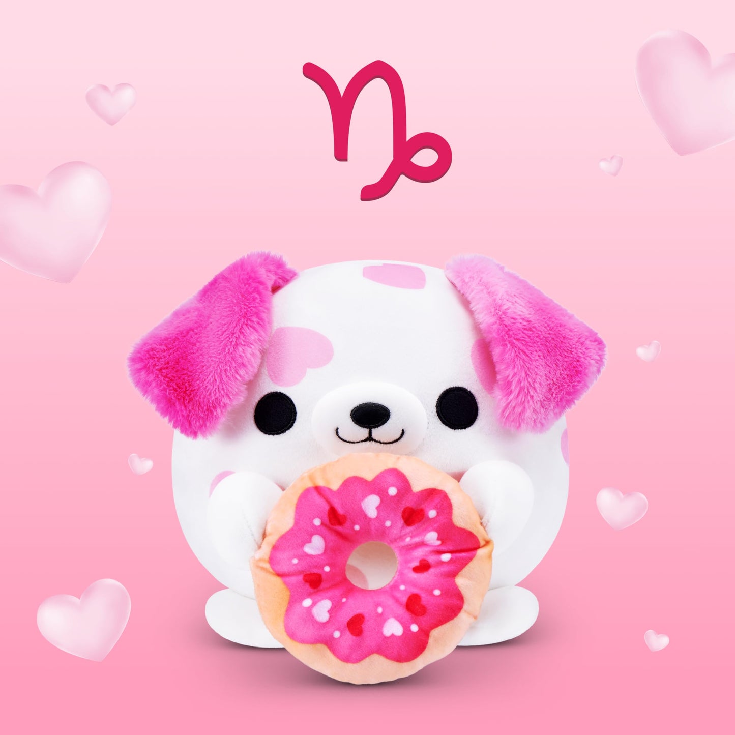 Snackles Valentine’s Edition 8-Inch Plush Toy (Dalmatian with Donut) by ZURU - Ultra-Soft Stuffed Animal with Valentine’s Snack Accessory, Collectible