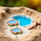 2Pcs Blue Miniature Mini Water Pool Made Resin DIY Miniature Mini Water Pool Fairy Garden Lawn Ornament for Mountain Dollhouse Decor Craft Garden