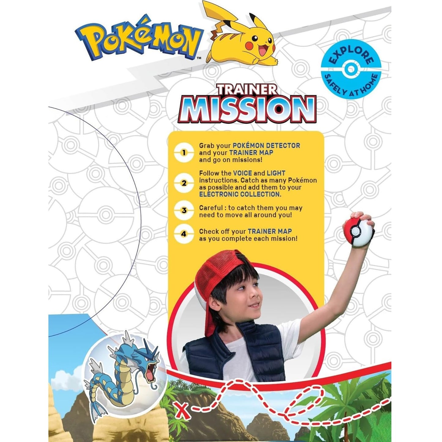 Pokemon Trainer Mission - Electronic Detector Will Guide You On 40 Missions, Voice & Light Instructions, Collect 65 Pokemon, Trainer Map, Kids 5+