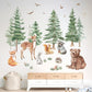 Large Mountain Tree Wall Stickers,Woodland Animal Wall Decals Include Fox,Peel,Bear for Kids Room Baby Nursery Bedroom Wall Decor
