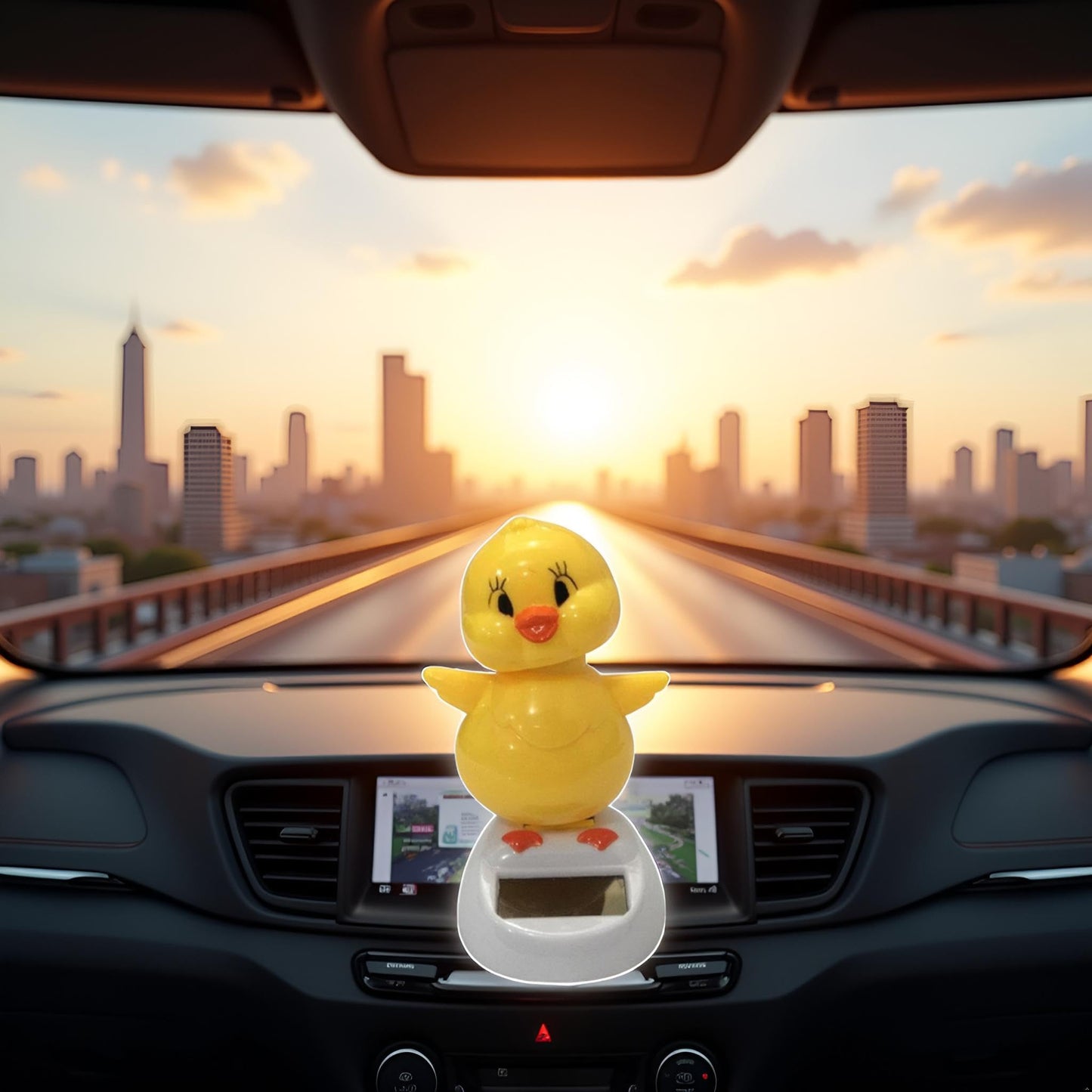 Solar Powered Dancing Chick, Solar Bobblehead Chicken, Solar-Powered Car Charm, Cartoon Bobble Head Chick Ornaments Figures for Car Dashboard