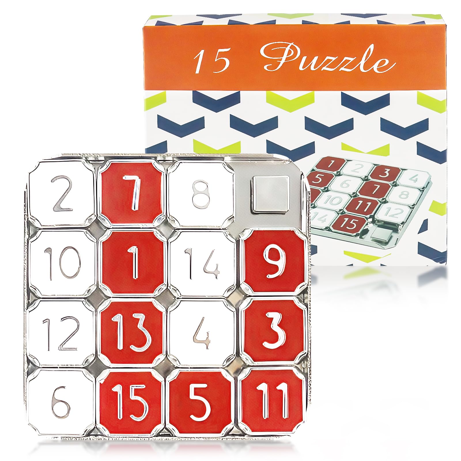 Number Puzzle, Slide Puzzle, 15 Number Puzzle Slide Game, Number Puzzle for Adult, Red and White Number Sliding Educational Learning Games, Travel