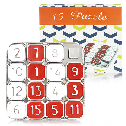 Number Puzzle, Slide Puzzle, 15 Number Puzzle Slide Game, Number Puzzle for Adult, Red and White Number Sliding Educational Learning Games, Travel