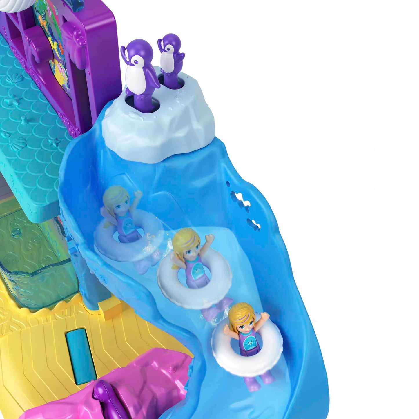 Polly Pocket Pollyville Aquarium Set With Shani, With Two Dolls, Small Car And 11 Accessories Including 8 Sea Animals, Children's Toy, From 3 Years,