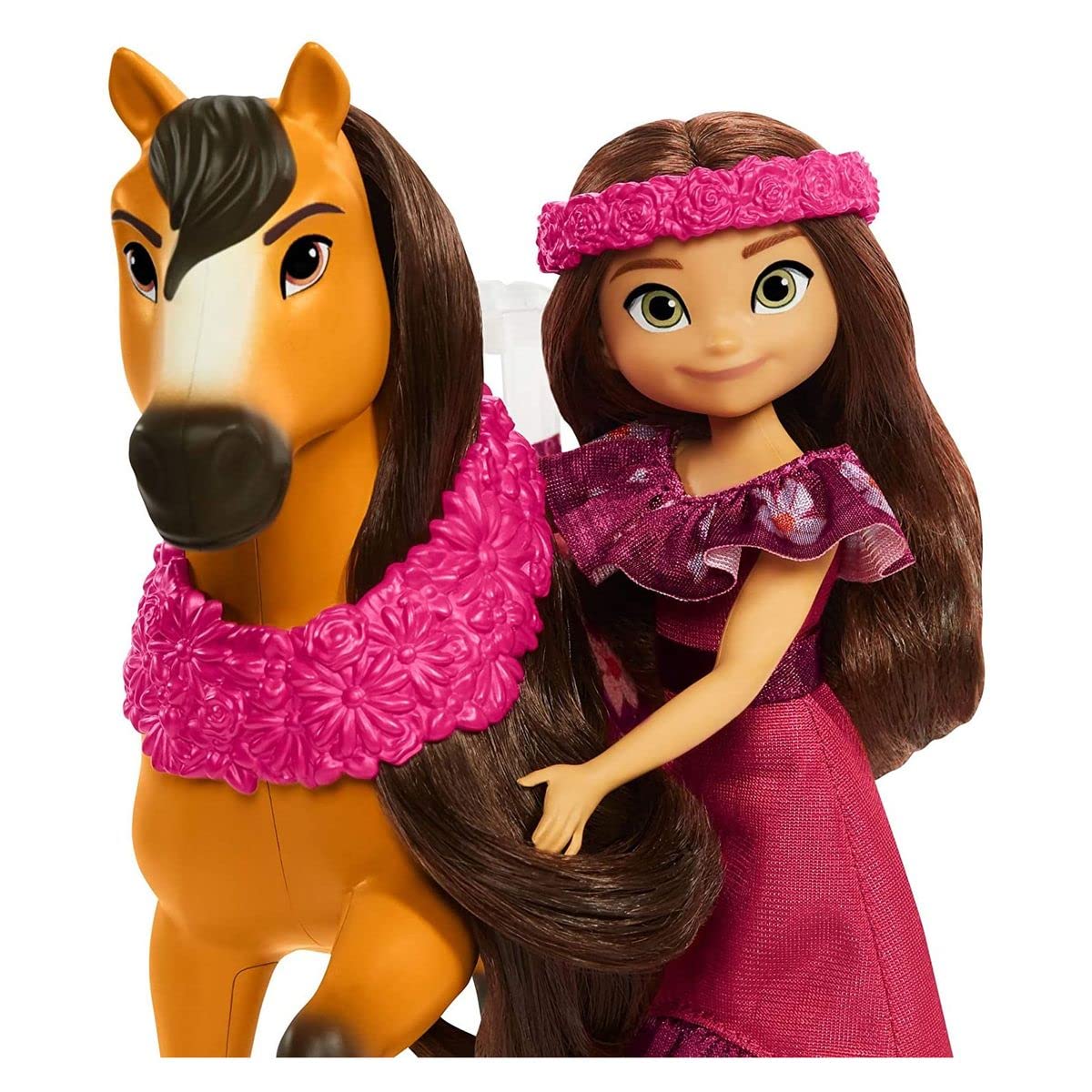 Mattel Spirit Untamed Doll & Toy Horse Set, Miradero Festival Lucky 7-inch Small Doll with Spirit (8-inch) with Long Mane & Accessories