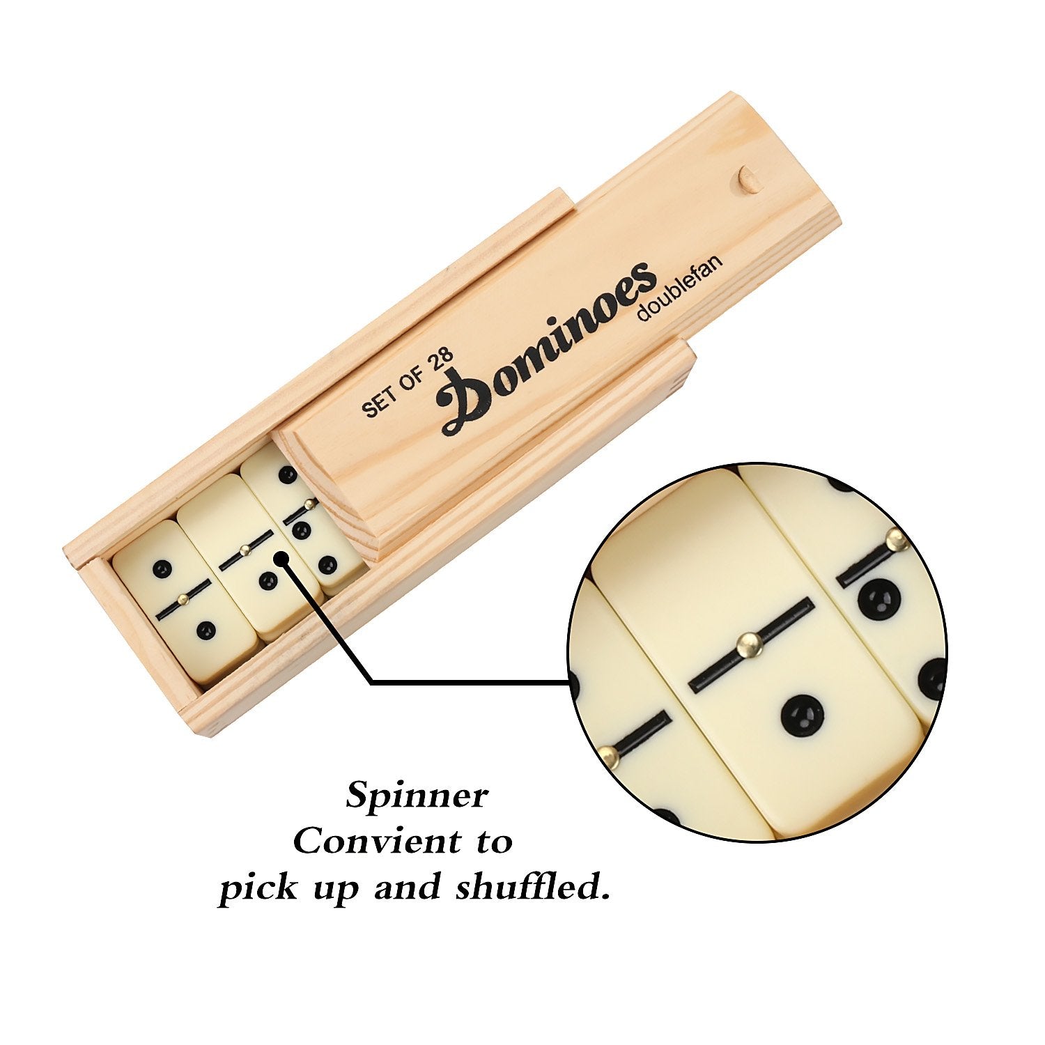 Dominos Set for Adults, Double 6 Domino Game, Double Six Standard Domino with Natural Wooden Box, 28 Tiles,Tradditional Board Game for Adults