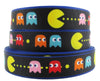 Generic Branding 1 Inch Wide Repeat Ribbon (1 Yard) - White Polyester - Classic Arcade Game - Cartoon Pattern