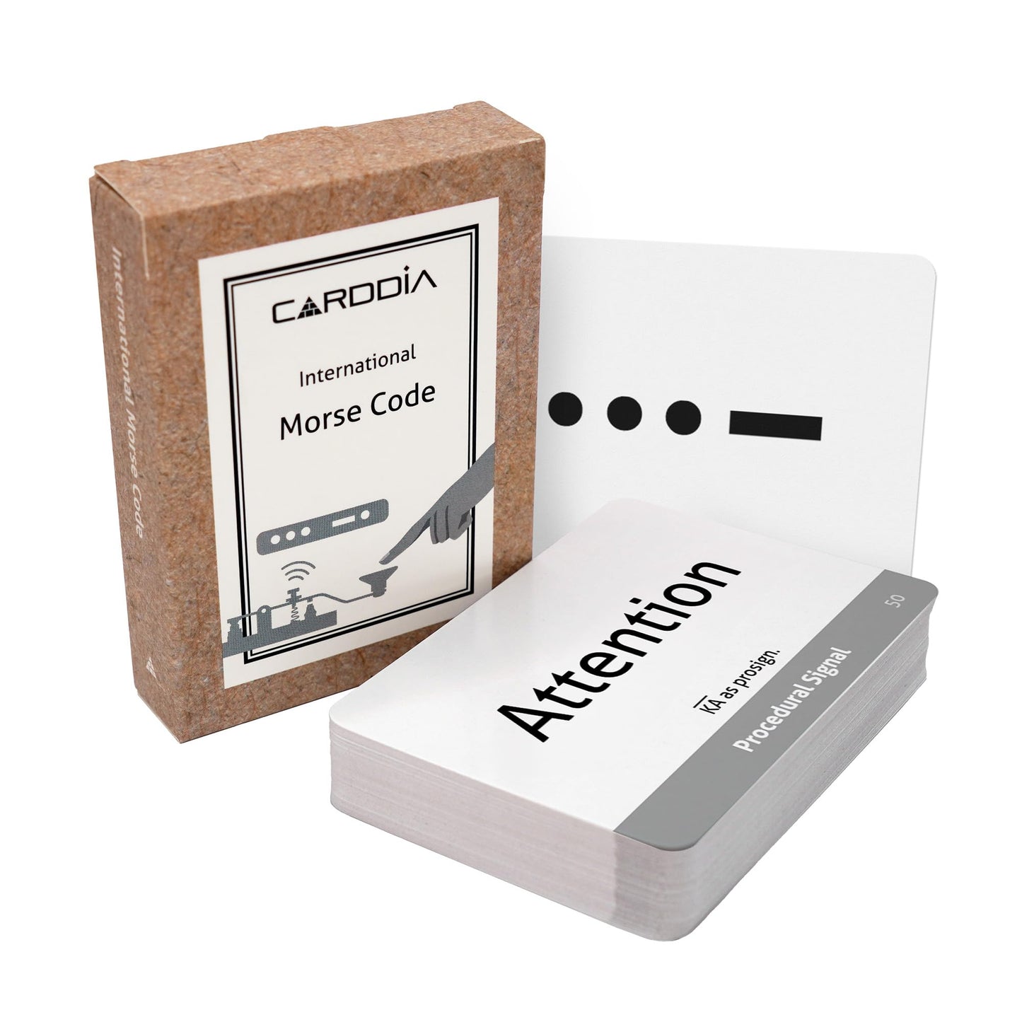 CARDDIA International Morse Code Educational Flash Cards (ITU Standard), 53 Pieces, Standard Playing Card Size, Sturdy, Water Resistant