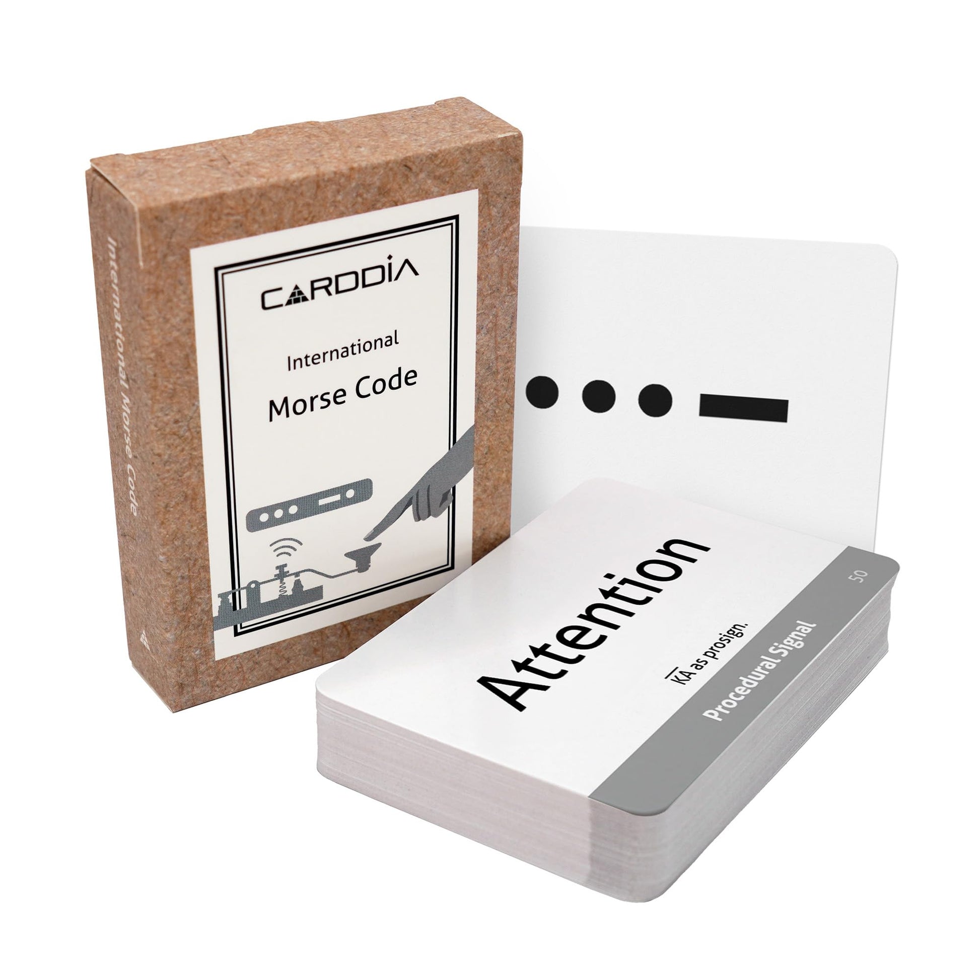 CARDDIA International Morse Code Educational Flash Cards (ITU Standard), 53 Pieces, Standard Playing Card Size, Sturdy, Water Resistant