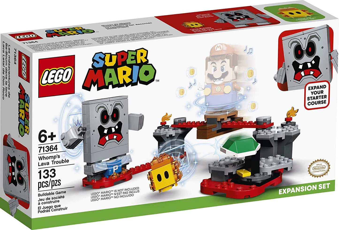 LEGO Super Mario Whomp’s Lava Trouble Expansion Set 71364 Building Kit; Toy for Kids to Enhance Their Super Mario Adventures with Mario Starter Course