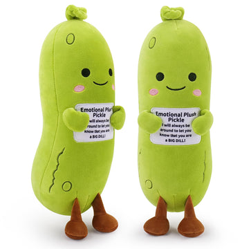 Sprinqdawin Emotional Plush Pickle,Pickle Stuffed Animal-20” Plushies Cucumber Stuffed Animal with Positive Warm Words,Kawaii Plush Toy Vegetable