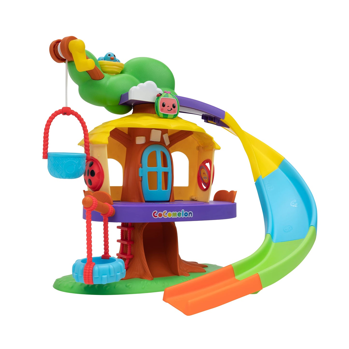 CoComelon Deluxe Clubhouse Playset - Features JJ and His Five Friends- Songs, Sounds, Phrases - Slide, Secret Tunnel, Basket Elevator, Interactive