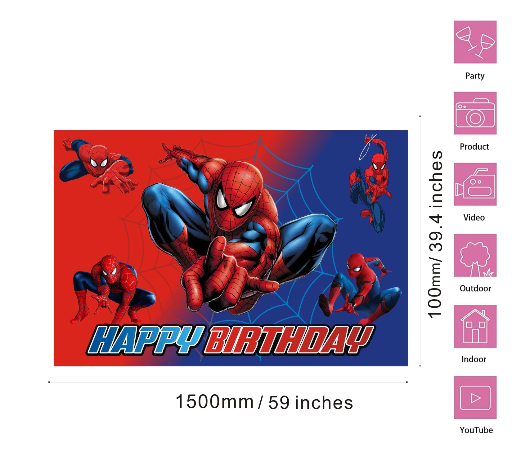 1PCS Background Birthday Decorations, Happy Birthday Banner Backdrop Birthday Party Supplies (Style 1)