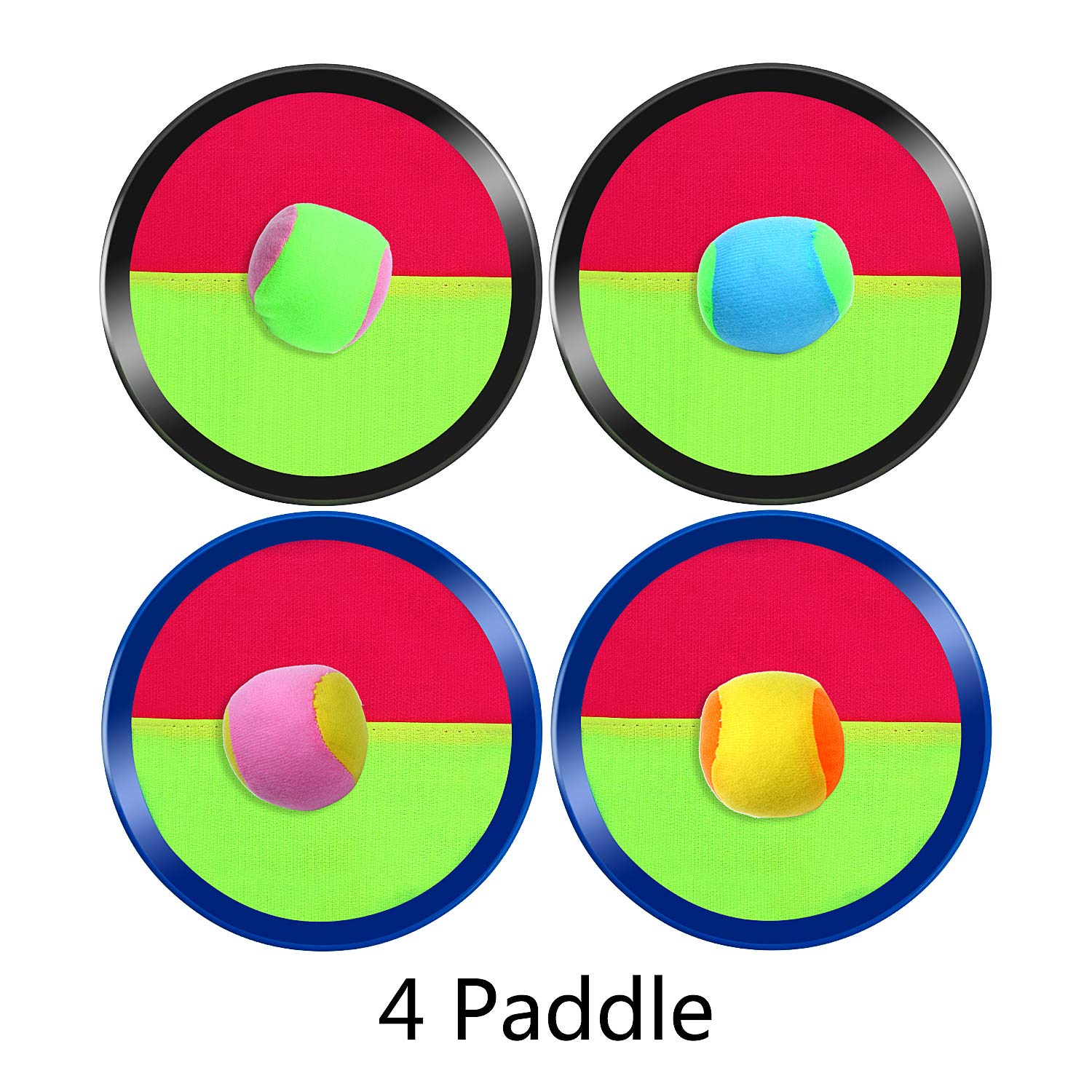 Aneco Paddle Catch Ball and Toss Game Set Disc Toss and Catch Paddle Game with 1 Storage Bag, 4 Paddles and 6 Balls (2 Big Balls and 4 Small Balls)