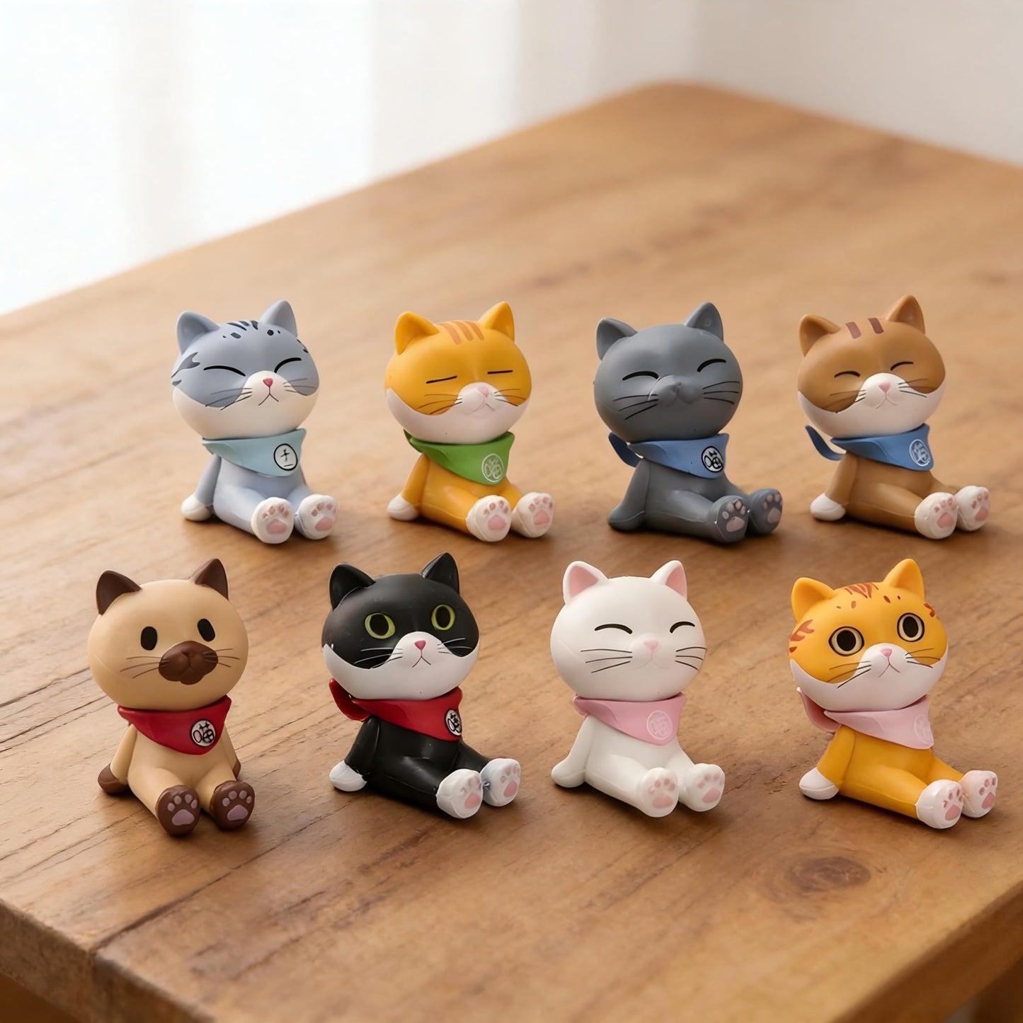 Fevoila 8 Pcs Mini Resin Cat Figurines, Realistic Kittens Collectible Figurines Realistic Cat Figures Cake Toppers Desktop Decor Christmas Birthday