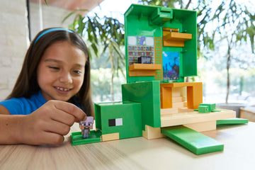 Mattel Minecraft Transforming Turtle Hideout, Authentic Pixelated Video-Game Role Play, Electronic, Action Toy to Create, Explore and Survive, Steve