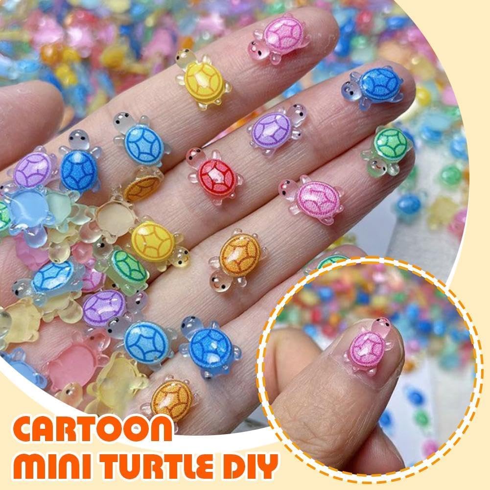 100 Pcs Colorful Resin Turtles for Crafts Dollhouse Miniatures,Mini Resin Turtles Toy,Mini Animals,for DIY Craft Garden?Landscape?DollhousePotted