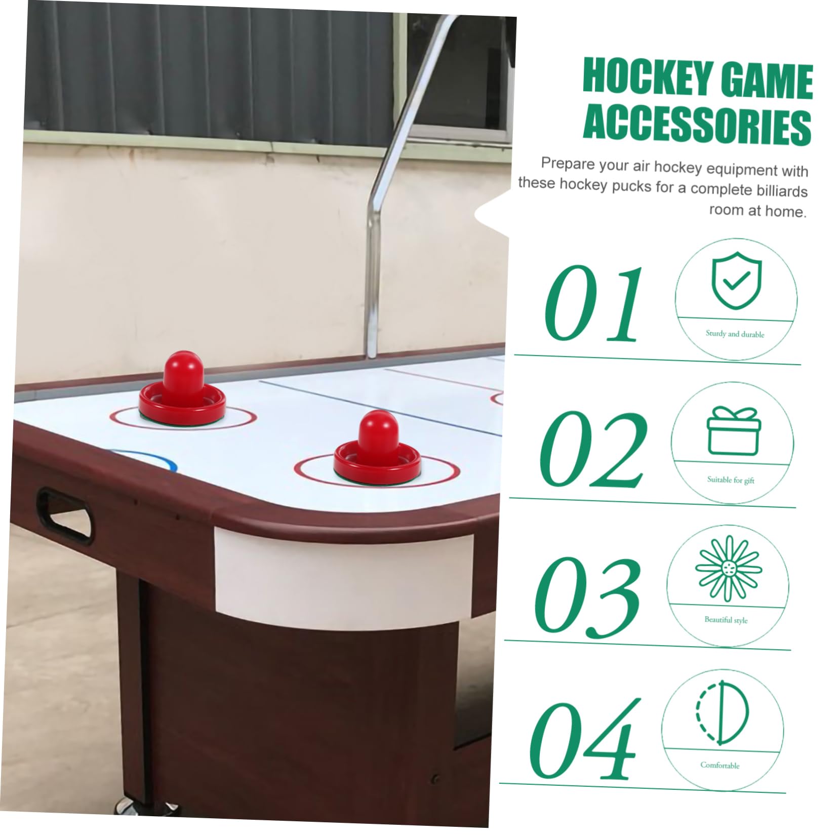 8PCS 76MM air Hockey Pushers Pucks Replacement Kids Adult Party Playing Game air Hockey Equipment Accessories(Red)