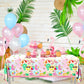 3pcs Pool Party Tablecloth Supplies, Pink Flamingo Pool Table Cover for Summer Beach Birthday Decorations Tropical Hawaiian Luau Party Supplies