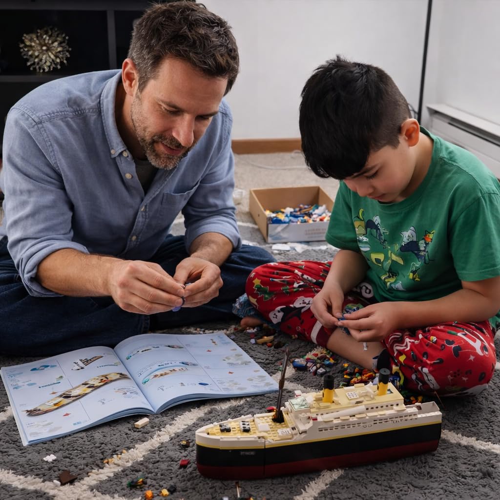 Liberty Imports Titanic Model Kit - 2022 Pieces Large Cruise Ship Building Blocks Set, STEM Educational Toy Gifts for Kids and Adults, Collectible