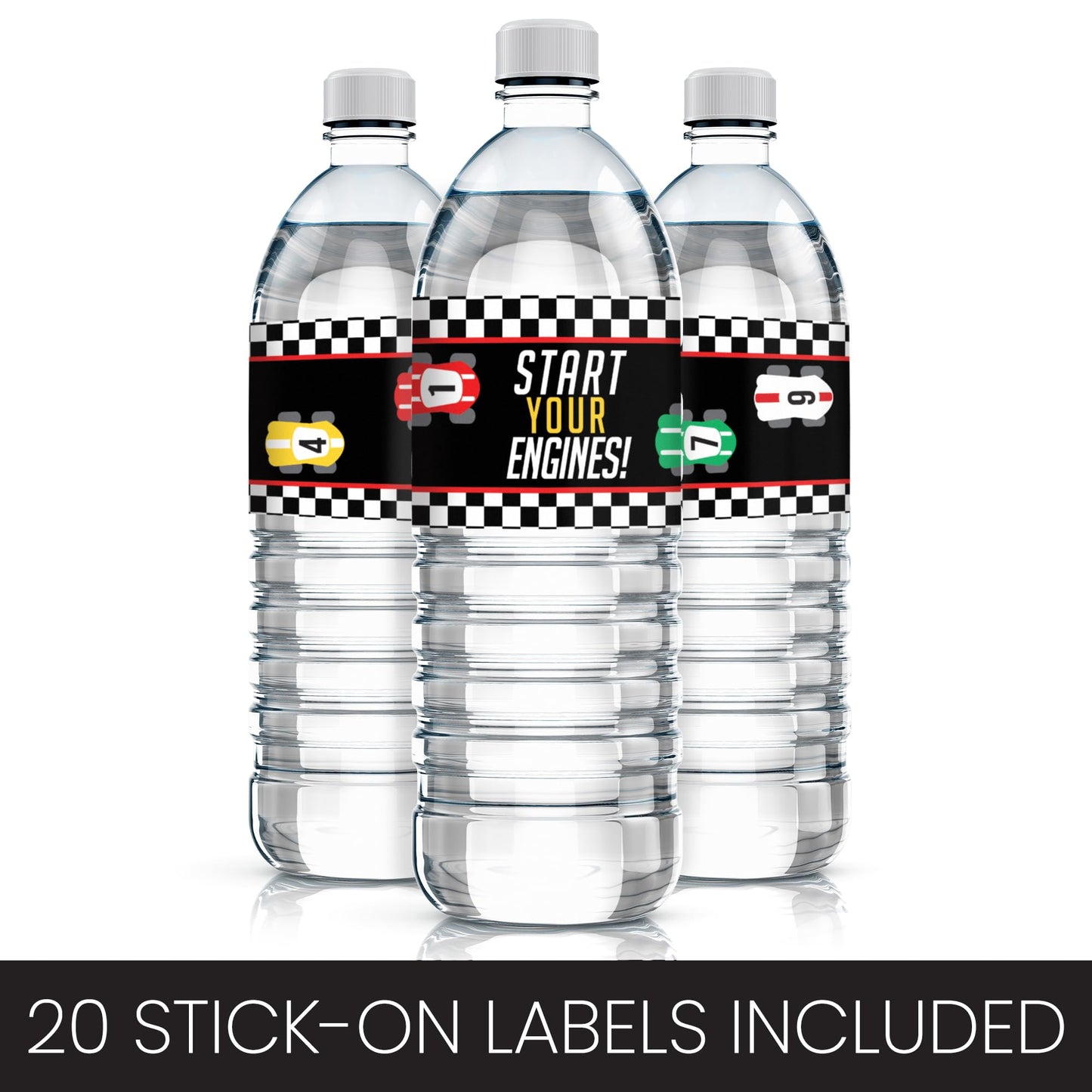 Race Car Birthday Water Bottle Labels, 20 Count