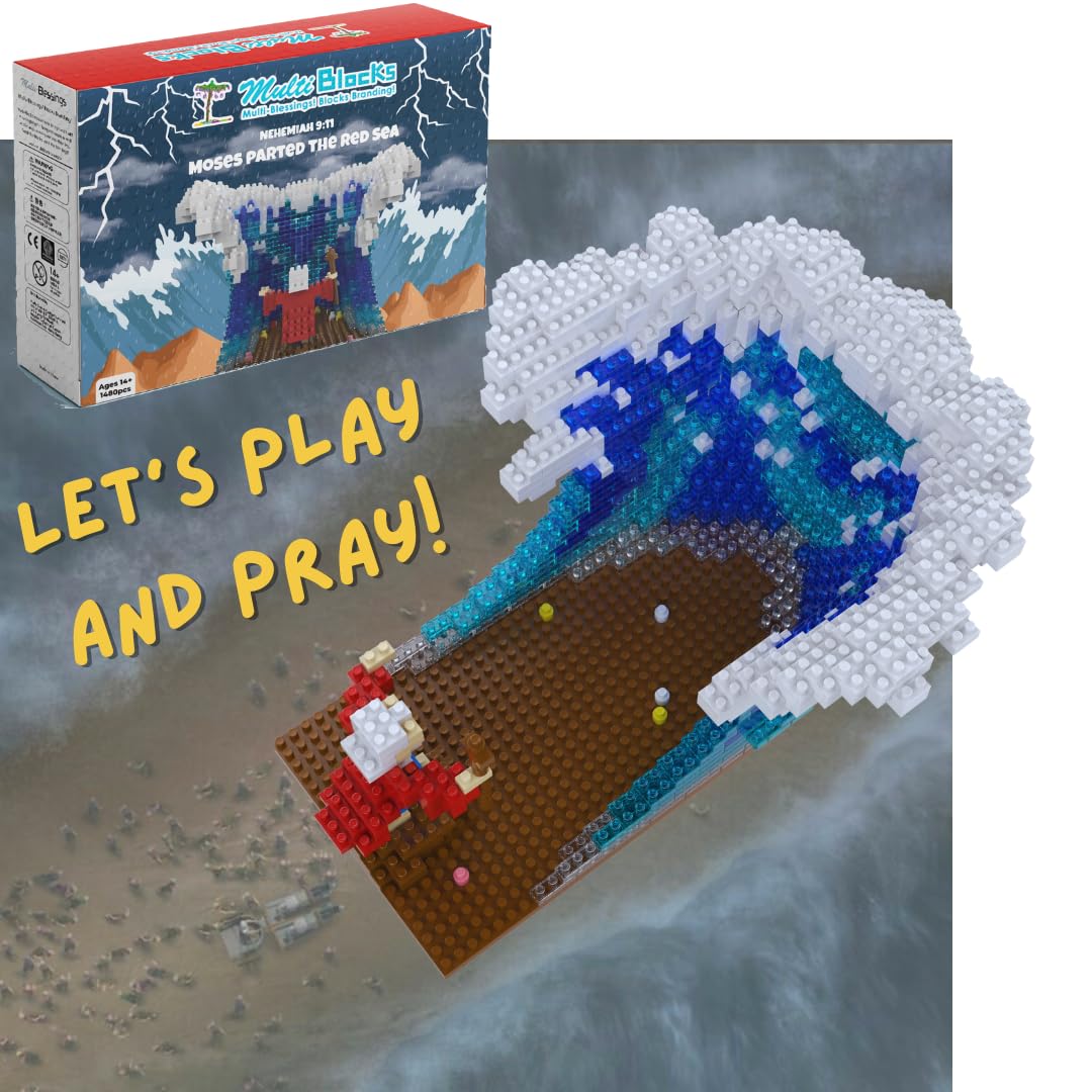 A Prayer Gift, Jesus Series-Moses parted The Red Sea Mini Figurine, Bible Story w/lego, Jesus Toy, Christmas Party Gift, Nativity Building Set