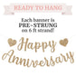 Pre-Strung Happy Anniversary Banner - Gold Glitter Anniversary Banner